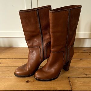 Chloe Tall Leather Boot in Cognac